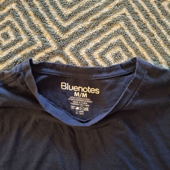 Blue Notes Navy Floral Print T-Shirt Tee Sz M Chest Pocket Cotton Blend - Picture 3 of 4